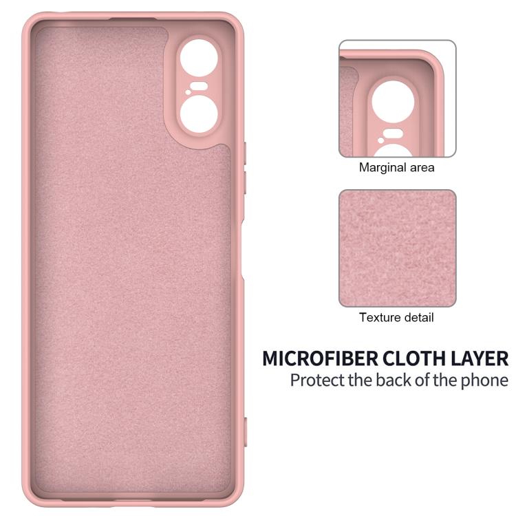 For Sony Xperia 10 VI Pure Color Liquid Silicone Shockproof Phone Case - Pink