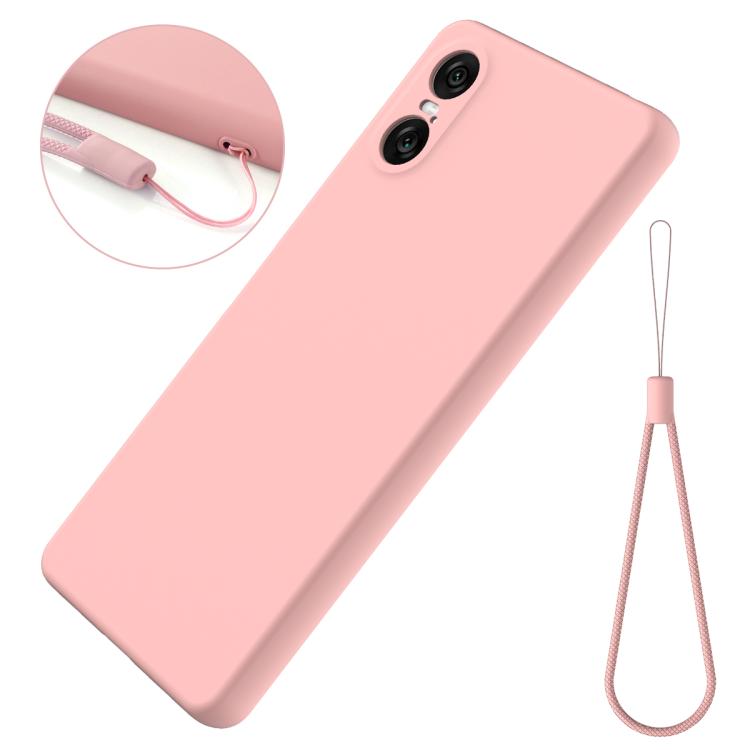 For Sony Xperia 10 VI Pure Color Liquid Silicone Shockproof Phone Case - Pink