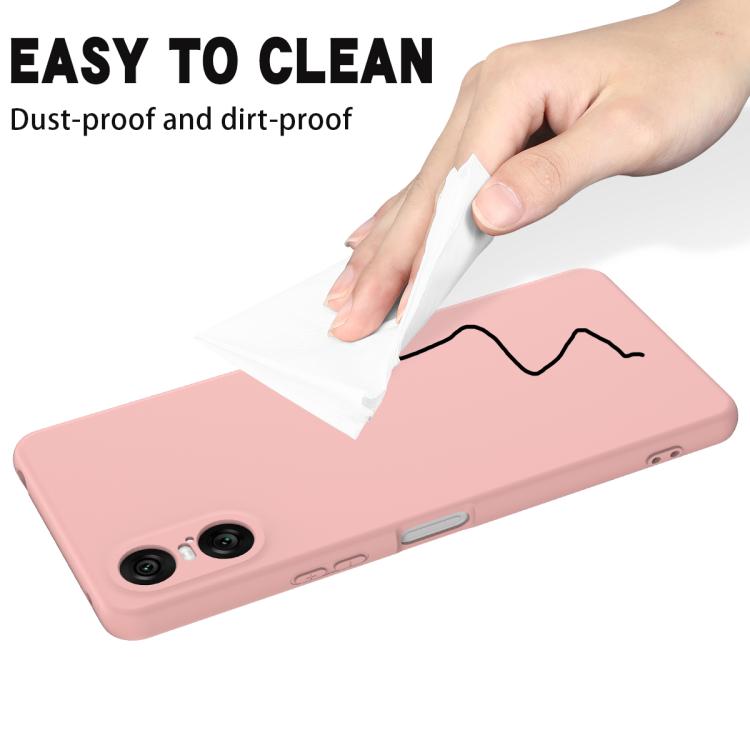 For Sony Xperia 10 VI Pure Color Liquid Silicone Shockproof Phone Case - Pink