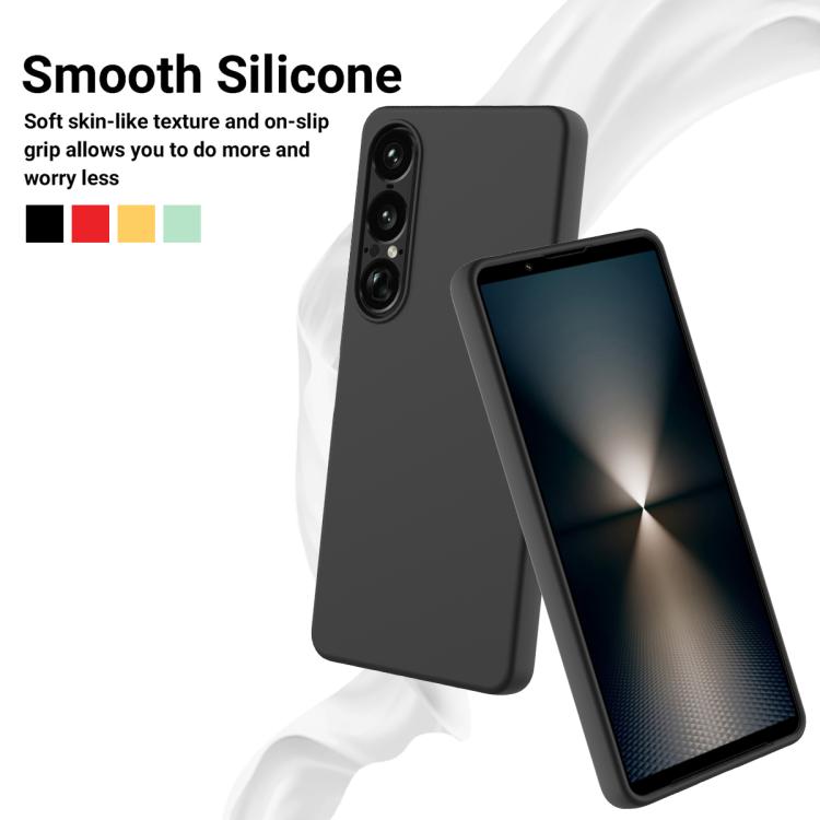 For Sony Xperia 1 VII Solid Color Liquid Silicone Dropproof Full Coverage Phone Case
