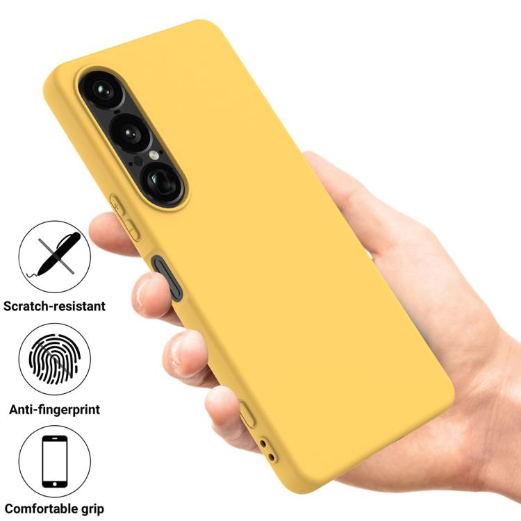 For Sony Xperia 1 VII Solid Color Liquid Silicone Dropproof Full Coverage Phone Case