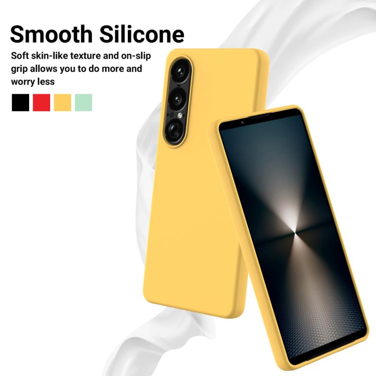 For Sony Xperia 1 VII Solid Color Liquid Silicone Dropproof Full Coverage Phone Case