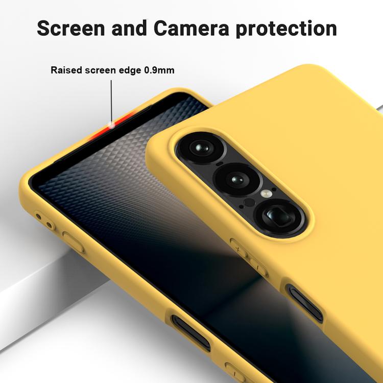For Sony Xperia 1 VII Solid Color Liquid Silicone Dropproof Full Coverage Phone Case