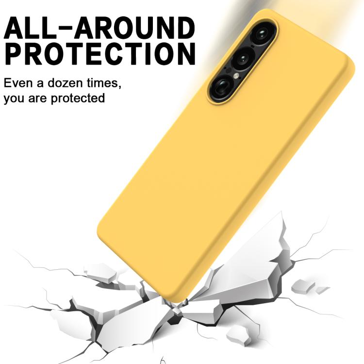 For Sony Xperia 1 VII Solid Color Liquid Silicone Dropproof Full Coverage Phone Case