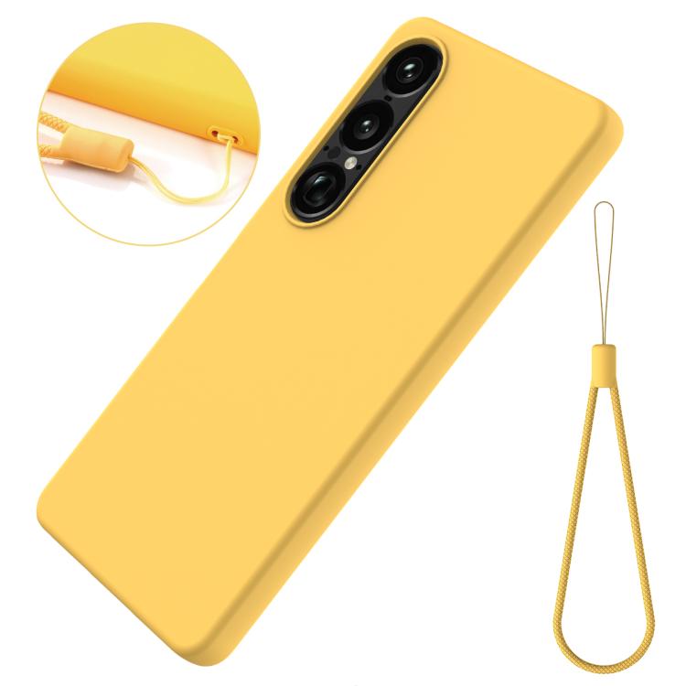 For Sony Xperia 1 VII Solid Color Liquid Silicone Dropproof Full Coverage Phone Case