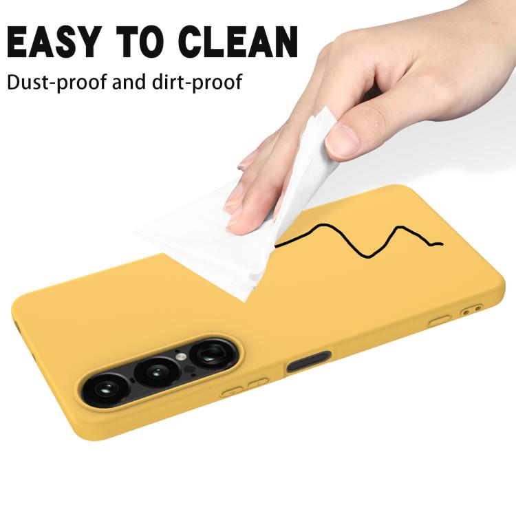 For Sony Xperia 1 VII Solid Color Liquid Silicone Dropproof Full Coverage Phone Case