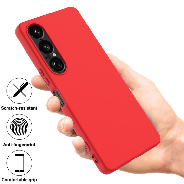 For Sony Xperia 1 VII Solid Color Liquid Silicone Dropproof Full Coverage Phone Case