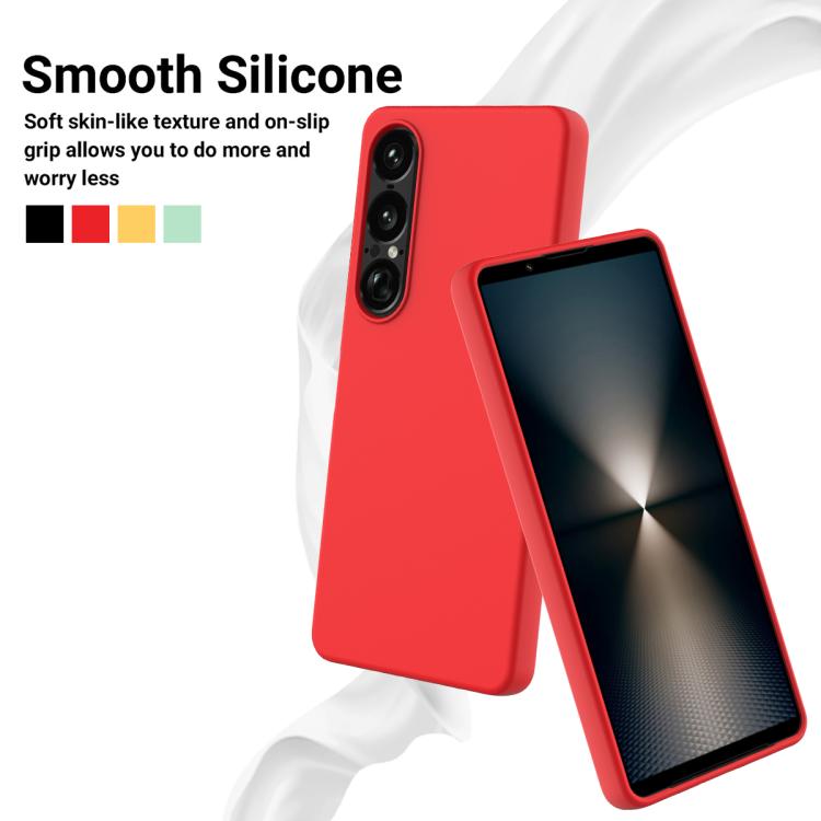 For Sony Xperia 1 VII Solid Color Liquid Silicone Dropproof Full Coverage Phone Case