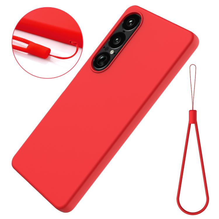 For Sony Xperia 1 VII Solid Color Liquid Silicone Dropproof Full Coverage Phone Case