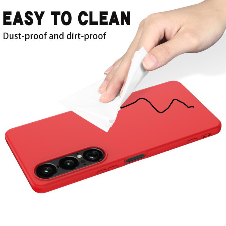 For Sony Xperia 1 VII Solid Color Liquid Silicone Dropproof Full Coverage Phone Case