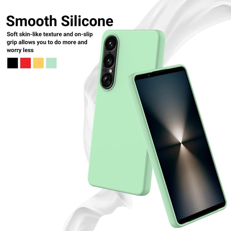 For Sony Xperia 1 VII Solid Color Liquid Silicone Dropproof Full Coverage Phone Case