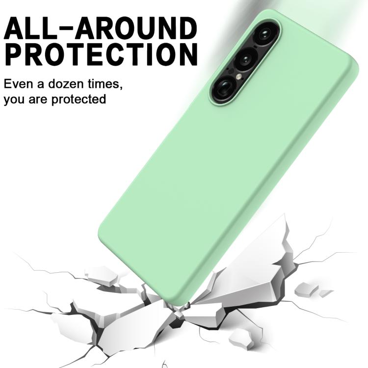 For Sony Xperia 1 VII Solid Color Liquid Silicone Dropproof Full Coverage Phone Case