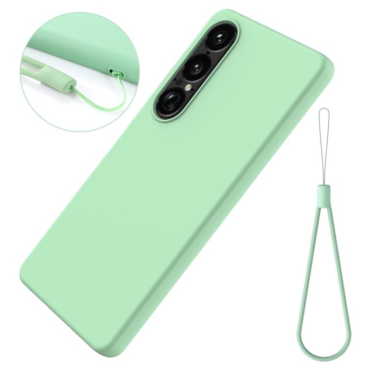 For Sony Xperia 1 VII Solid Color Liquid Silicone Dropproof Full Coverage Phone Case