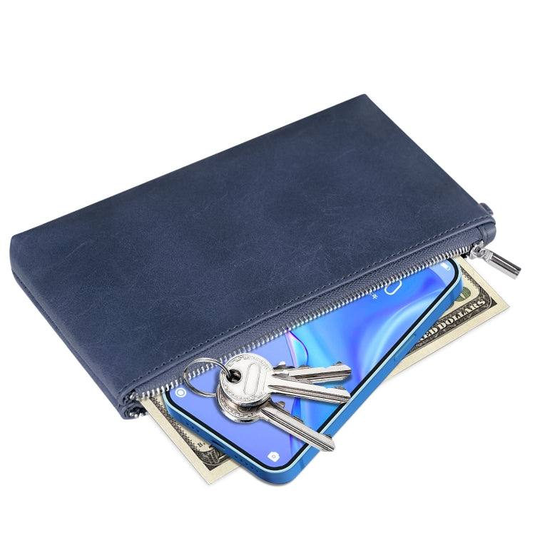 6 inch Simple Retro Leather Clutch Zipper Bag