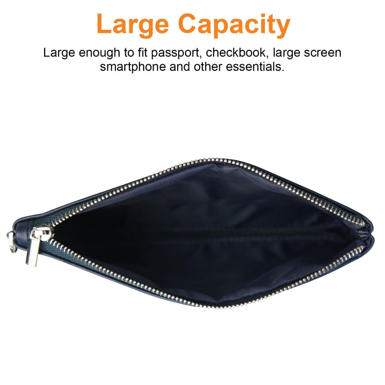 6 inch Simple Retro Leather Clutch Zipper Bag