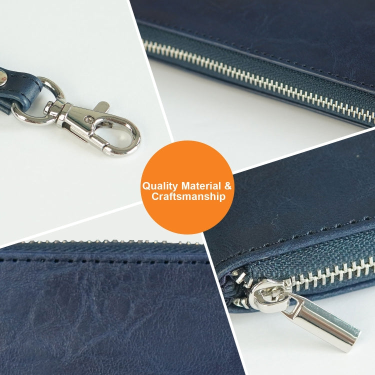6 inch Simple Retro Leather Clutch Zipper Bag