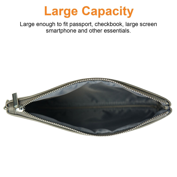 6 inch Simple Retro Leather Clutch Zipper Bag