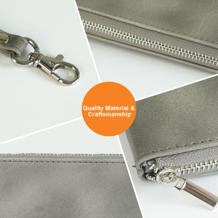 6 inch Simple Retro Leather Clutch Zipper Bag