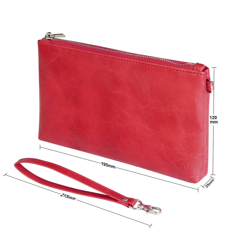 6 inch Simple Retro Leather Clutch Zipper Bag