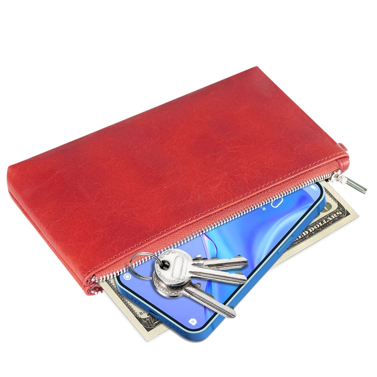 6 inch Simple Retro Leather Clutch Zipper Bag