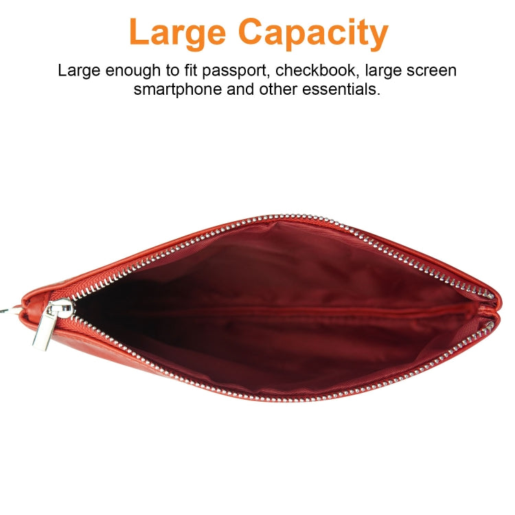 6 inch Simple Retro Leather Clutch Zipper Bag
