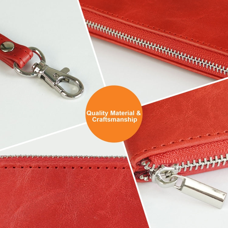 6 inch Simple Retro Leather Clutch Zipper Bag