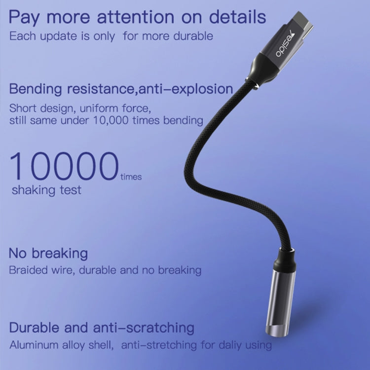 Yesido YAU19 Type-C to 3.5mm Audio Adapter Cable(Grey)