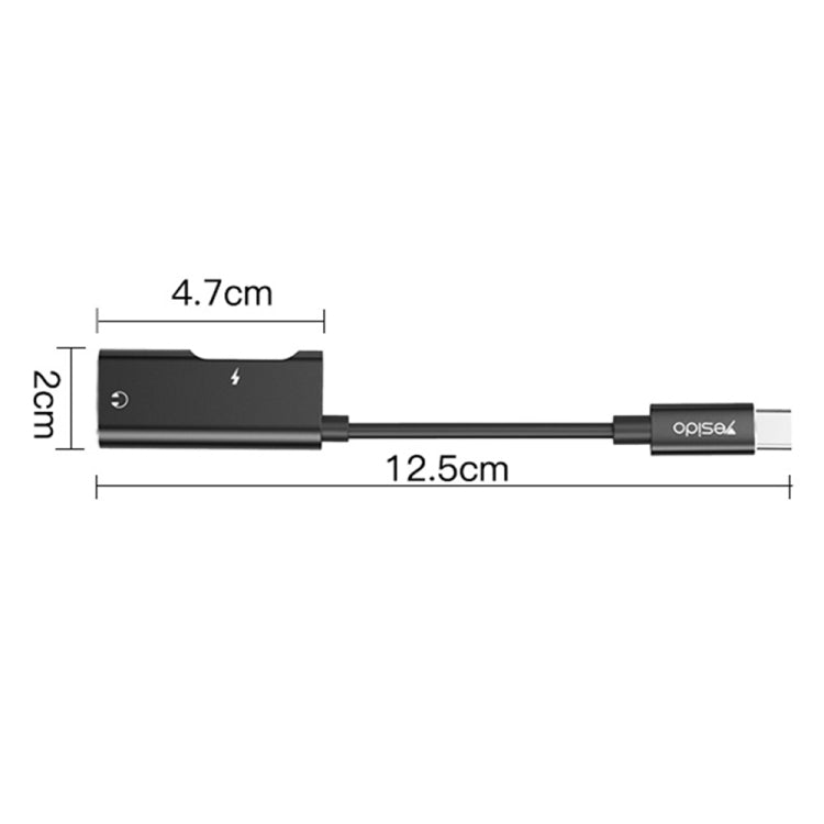 Yesido YAU23 Type-C to PD 60W Dual Type-C Charging & Audio Converter Adapter(Black)