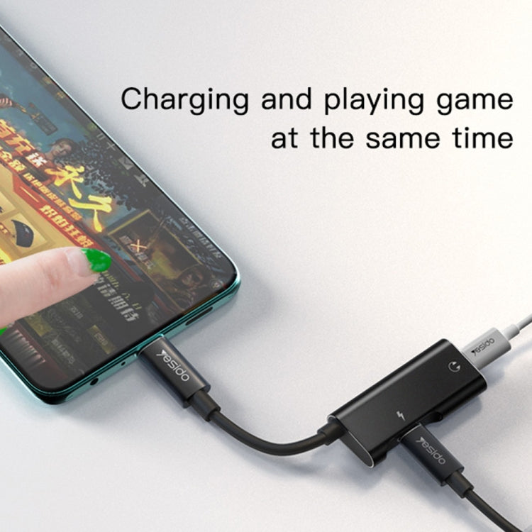 Yesido YAU23 Type-C to PD 60W Dual Type-C Charging & Audio Converter Adapter(Black)