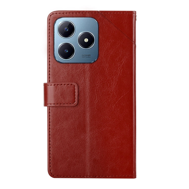 For Realme C63 4G Global/ C61 HT01 Y-shaped Pattern Flip Leather Phone Case