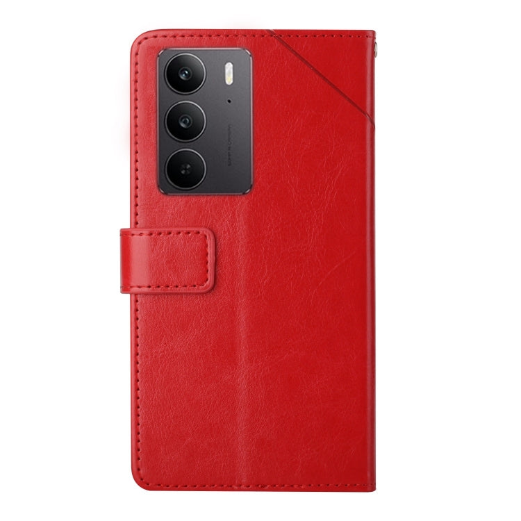 For Realme C75 4G HT01 Y-shaped Pattern Flip Leather Phone Case