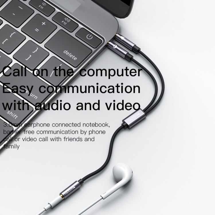Yesido YAU29 3.5mm Female to Microphone + Audio 3.5mm Male Audio Cable(Black)