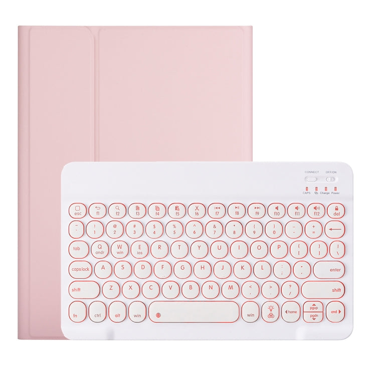 YM97D For iPad Pro 9.7 2018 & 2017 / Air 2 / Air Detachable Round Key Colorful Backlight Bluetooth Keyboard Tablet Case with Pen Slot(Pink)