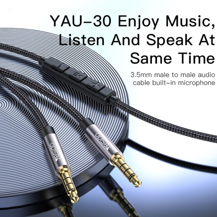 Yesido YAU30 3.5mm Male to 3.5mm Male Audio Cable with Microphone, Length:1.2m(Black)