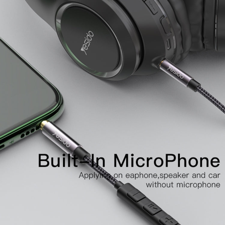 Yesido YAU30 3.5mm Male to 3.5mm Male Audio Cable with Microphone, Length:1.2m(Black)