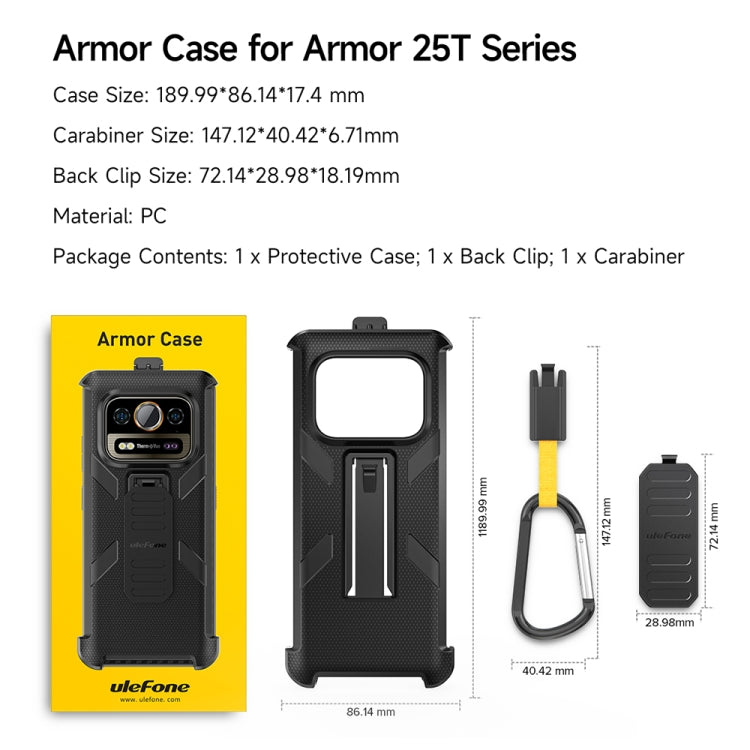 For Ulefone Armor 25T /  25T Pro Ulefone Back Clip Phone Case with Carabiner - Black