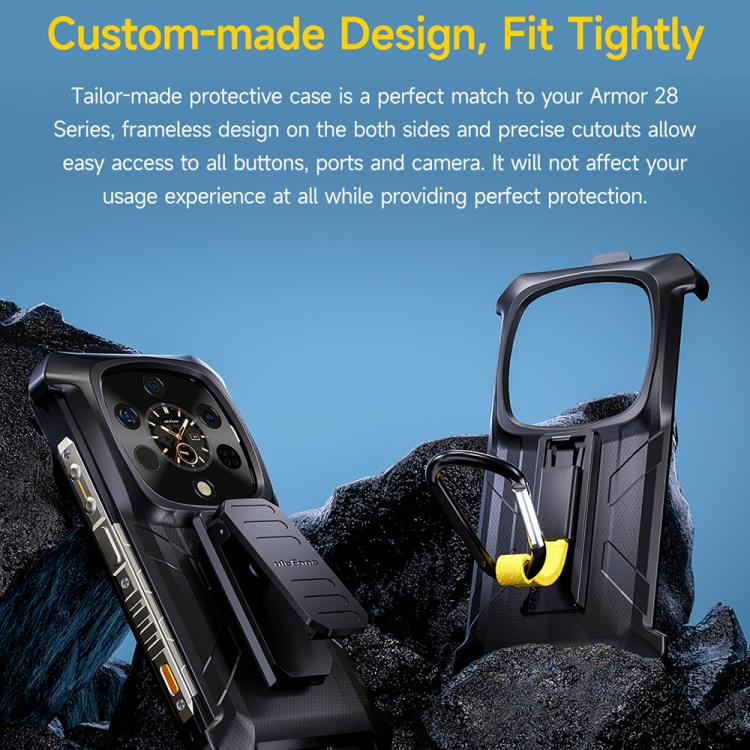 For Ulefone Armor 28 Ultra / 28 Ultra Thermal Ulefone Back Clip Phone Case with Carabiner - Black