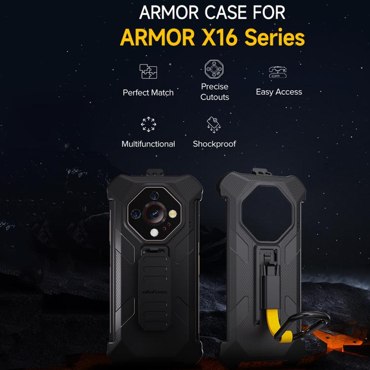 For Ulefone Armor X16 / X16 Pro Ulefone Back Clip Phone Case with Carabiner - Black