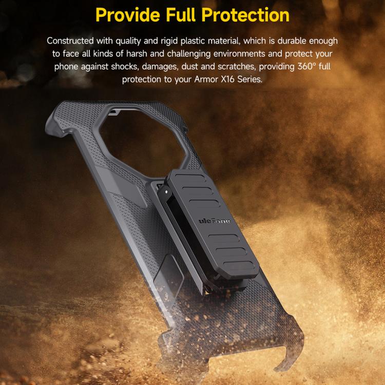For Ulefone Armor X16 / X16 Pro Ulefone Back Clip Phone Case with Carabiner - Black