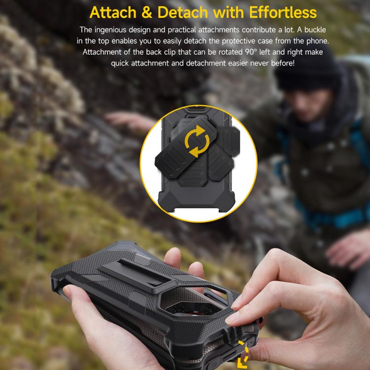 For Ulefone Armor X16 / X16 Pro Ulefone Back Clip Phone Case with Carabiner - Black