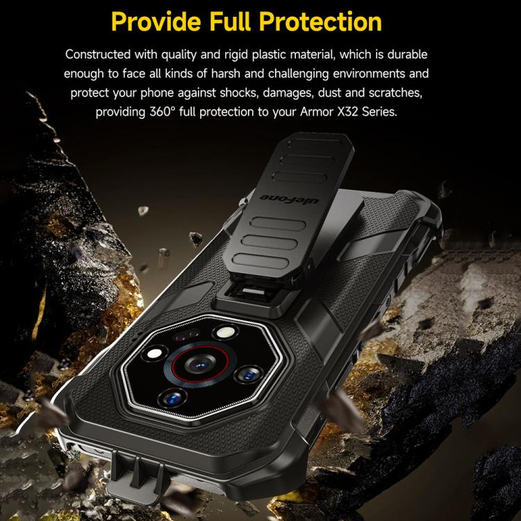 For Ulefone Armor X32 / X32 Pro Ulefone Back Clip Phone Case with Carabiner - Black