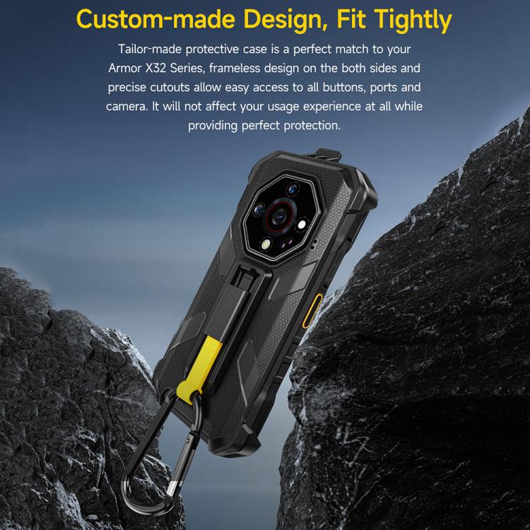For Ulefone Armor X32 / X32 Pro Ulefone Back Clip Phone Case with Carabiner - Black