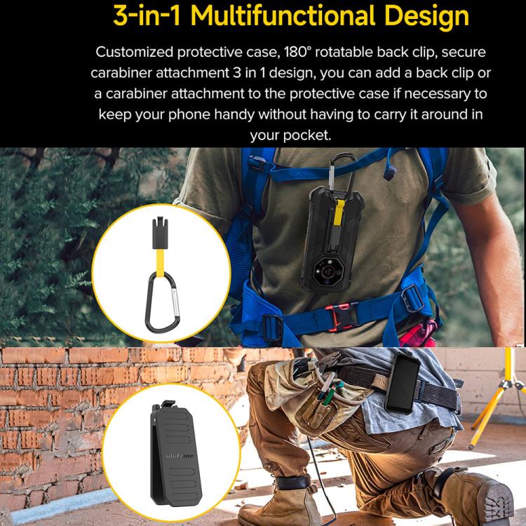 For Ulefone Armor X32 / X32 Pro Ulefone Back Clip Phone Case with Carabiner - Black