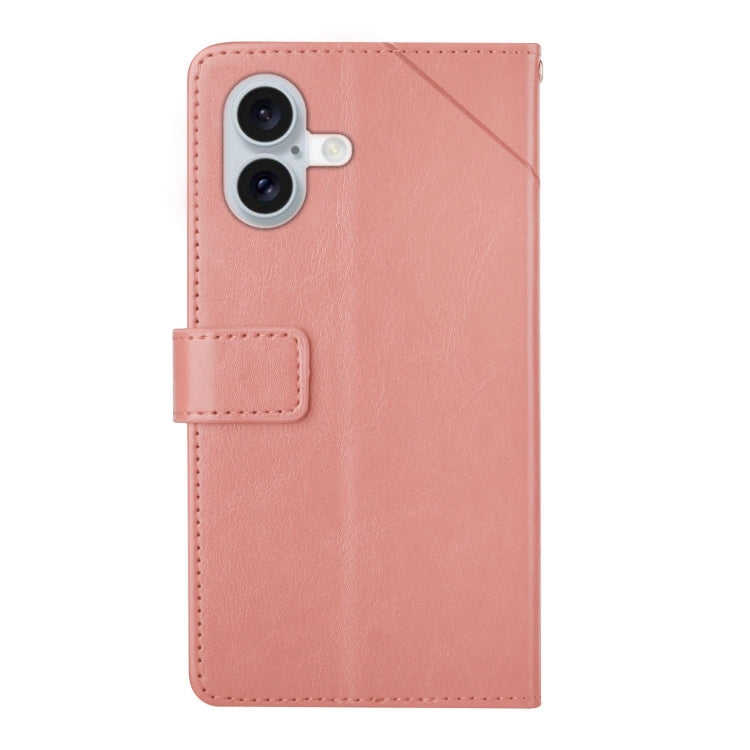 For iPhone 16 Plus HT01 Y-shaped Pattern Flip Leather Phone Case