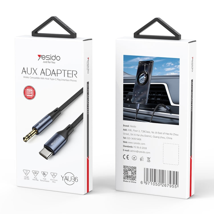 Yesido YAU36 Type-C to 3.5mm AUX Audio Adapter Cable(Black)