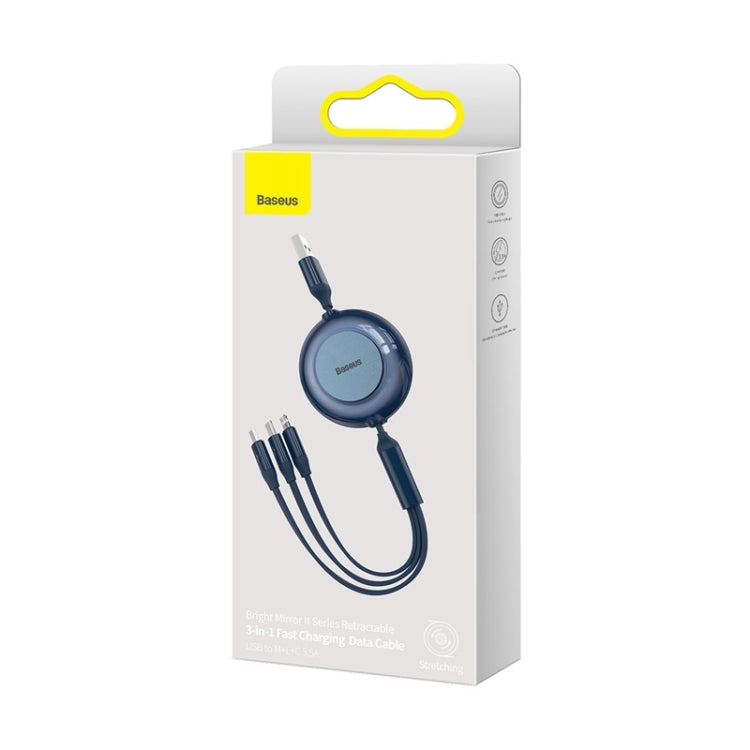 Baseus 3 in 1 USB to Type-C + 8 Pin + Micro USB Fast Charging Data Cable, Length: 1.1m