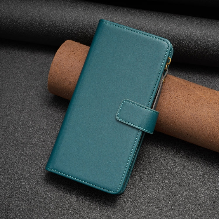 For iPhone 16 Pro Max 9 Card Slots Zipper Wallet Leather Flip Phone Case