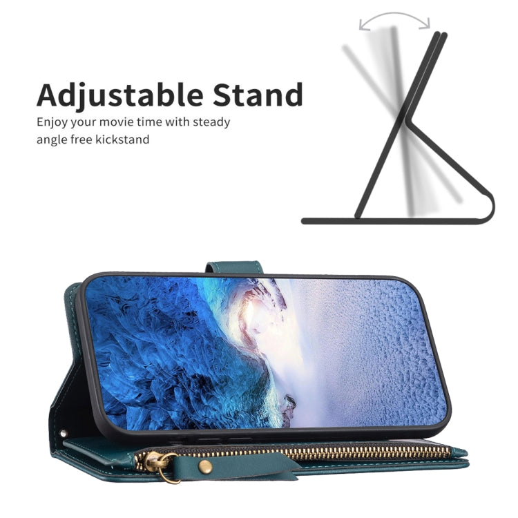 For iPhone 16 Pro Max 9 Card Slots Zipper Wallet Leather Flip Phone Case
