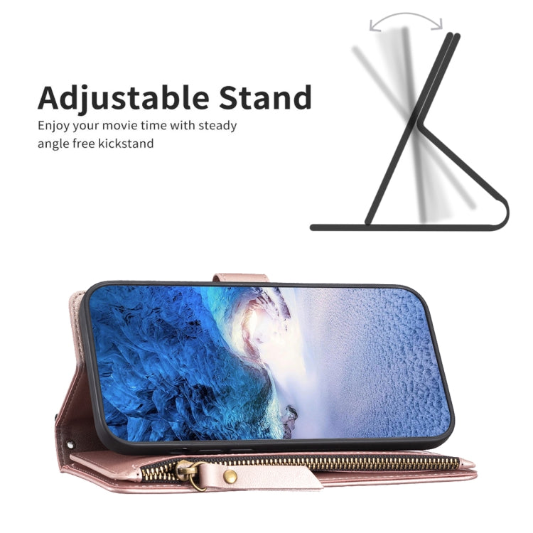 For iPhone 16 Pro Max 9 Card Slots Zipper Wallet Leather Flip Phone Case