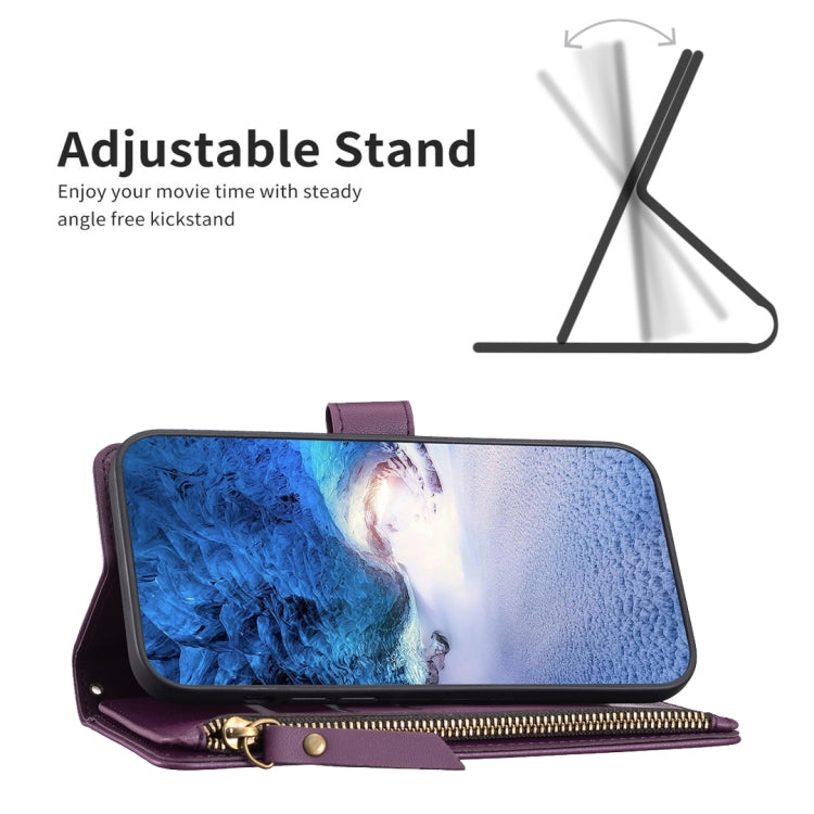For iPhone 16 Plus 9 Card Slots Zipper Wallet Leather Flip Phone Case